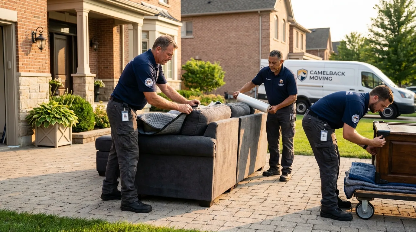 Large estate moving crew wrapping furniture in Lone Pine, CA